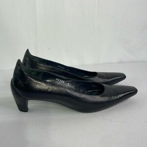 Bruno Magli sculptural heel elongated, square, toe pumps, handmade in Italy